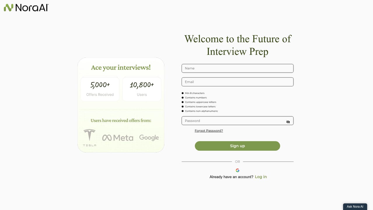 Intern Guys — Create an account on the login page