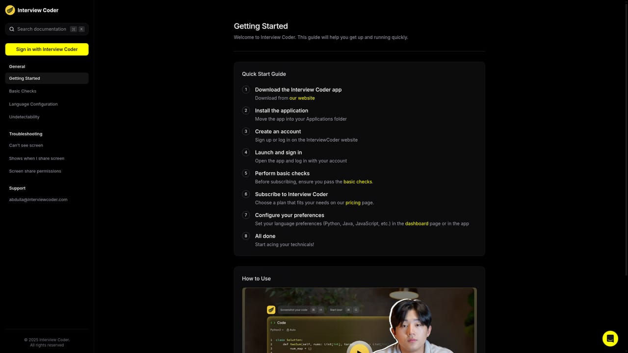 Interview Coder — Read the help documentation