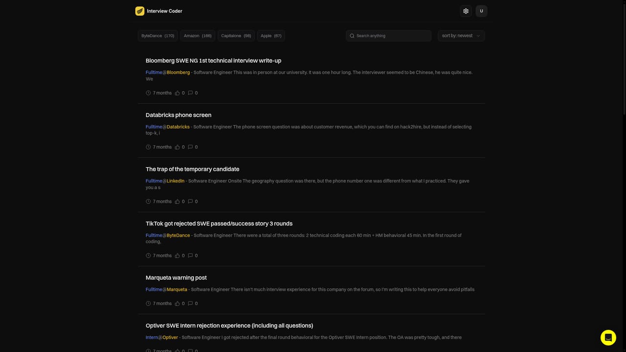 Interview Coder — Review the leaked questions library
