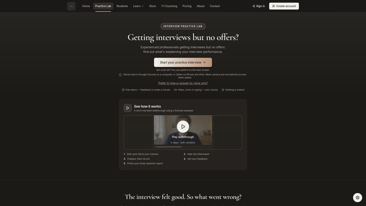 Interview Practice Lab — Try the free Practice Lab demo