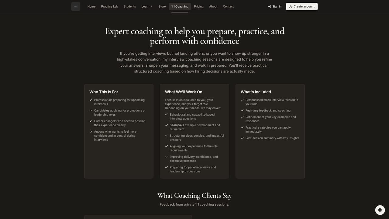 Interview Practice Lab — Book coaching if needed