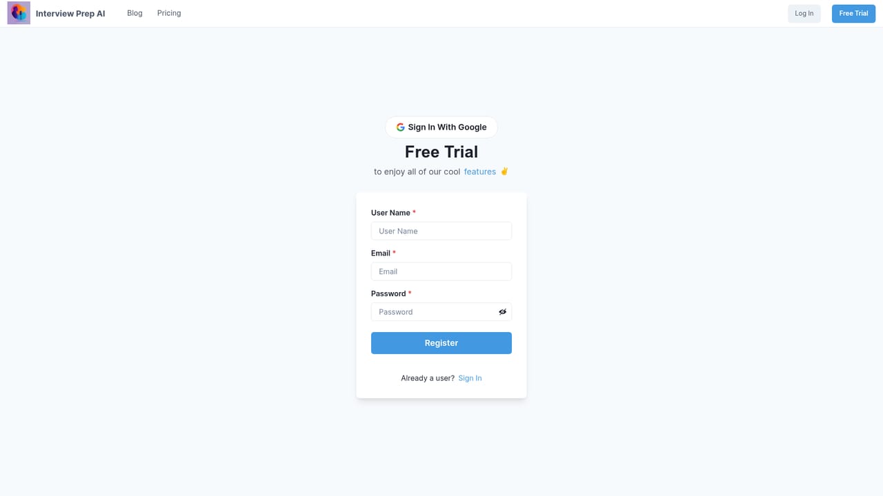 Interview Prep AI — Create a free account