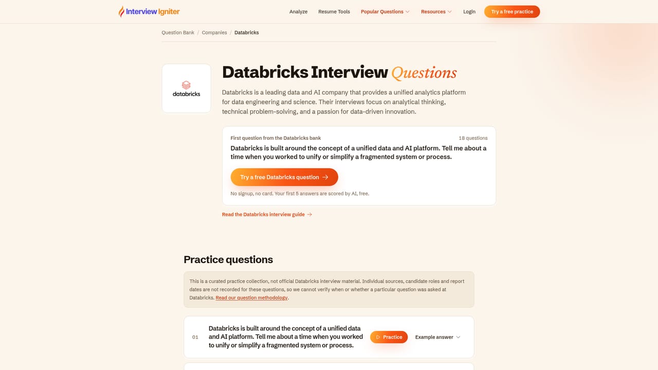 Interviewigniter — Pick your target company or role