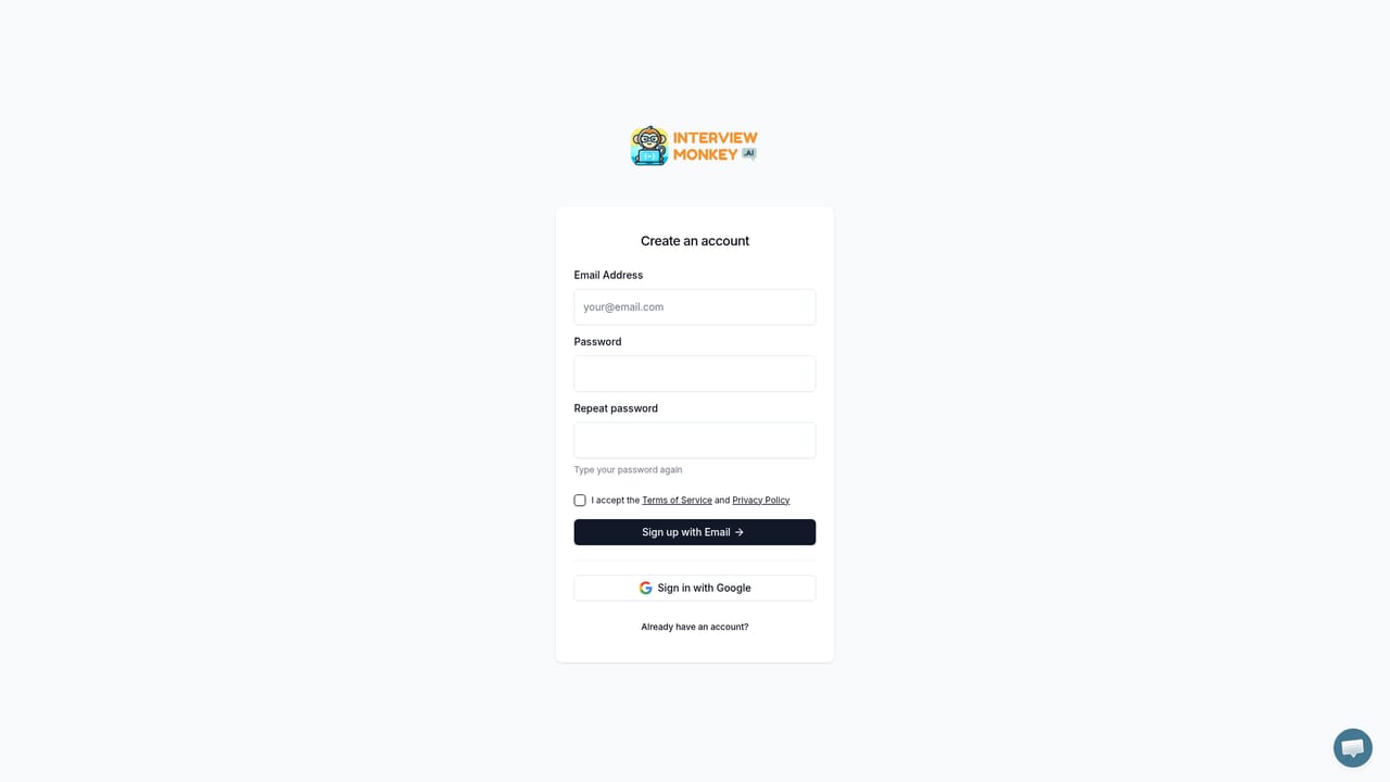 InterviewMonkey — Create a free account