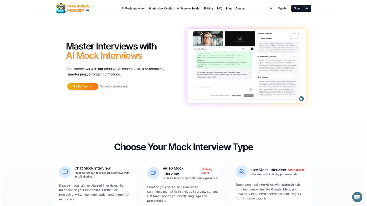 InterviewMonkey — Read the mock interview overview