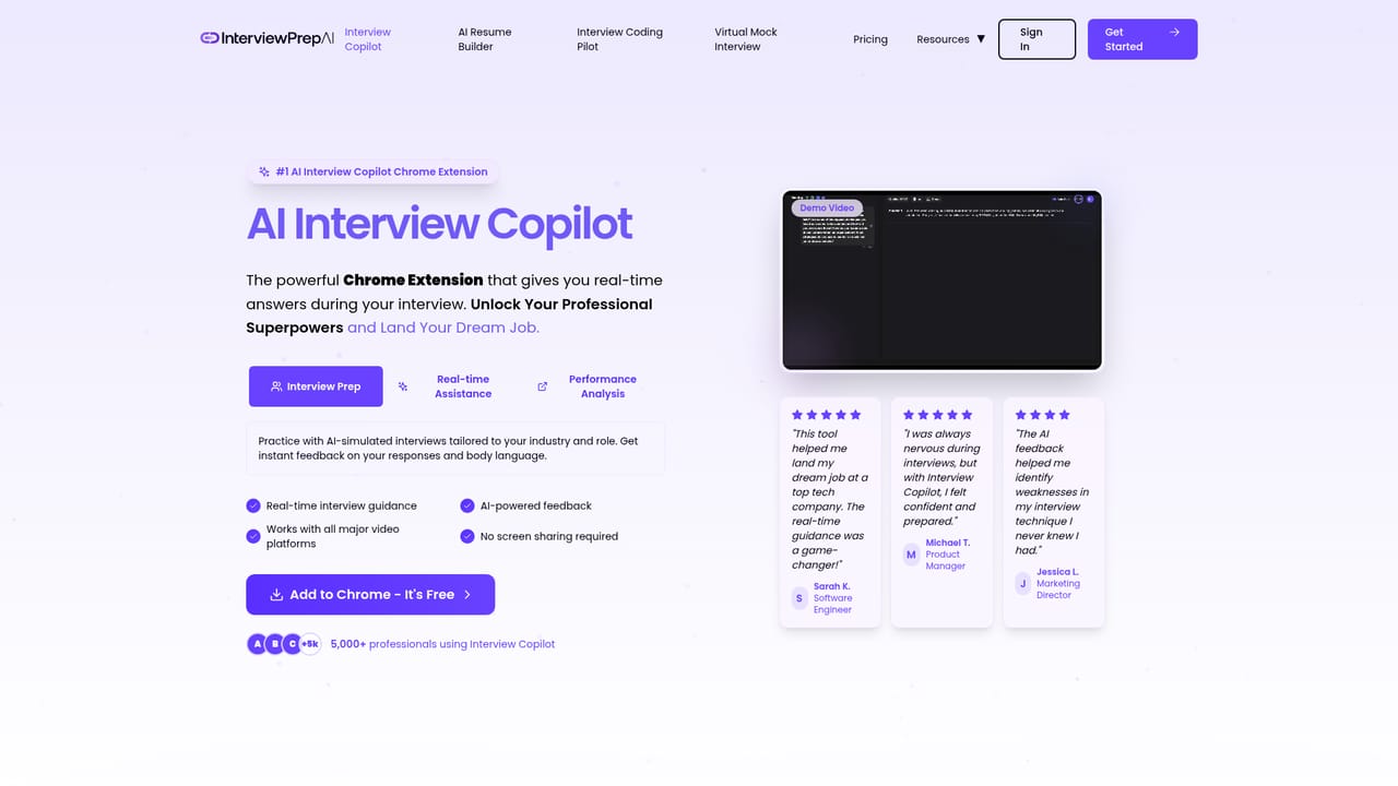InterviewPrep.com — Install the browser extension