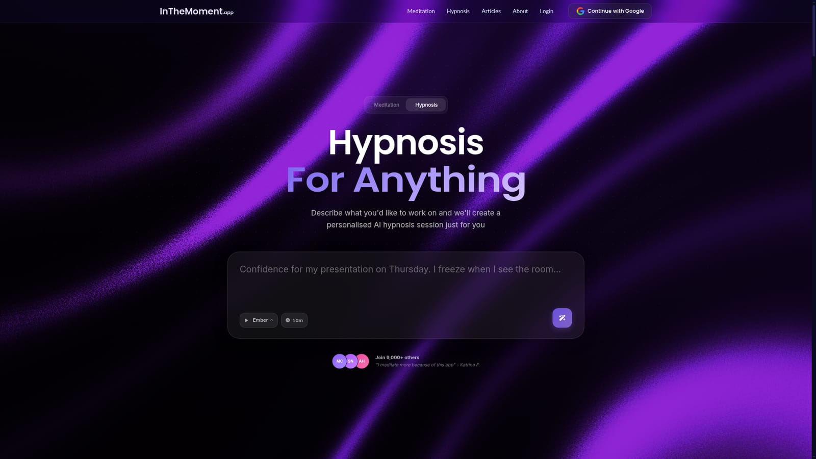 InTheMoment — Start from the homepage