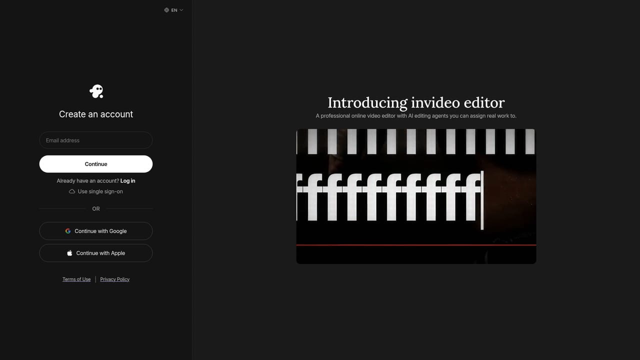 InVideo — Create an account and start a project
