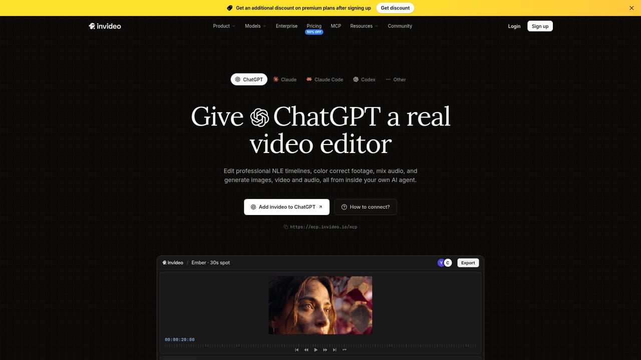 InVideo — Connect an external agent if you already use one