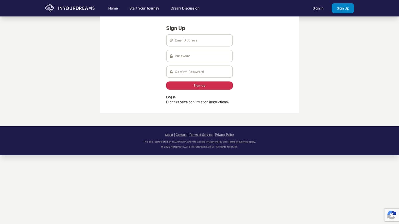 InYourDreams — Create an account