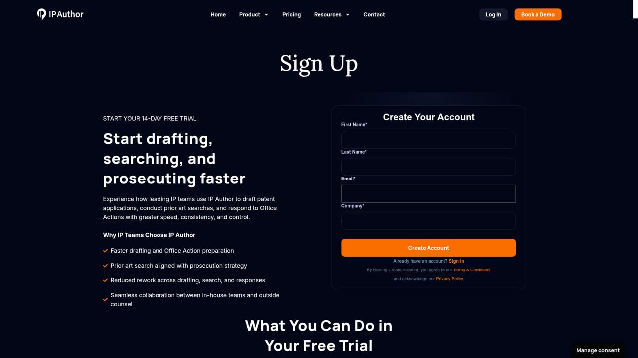 IP Author — Start a free trial account