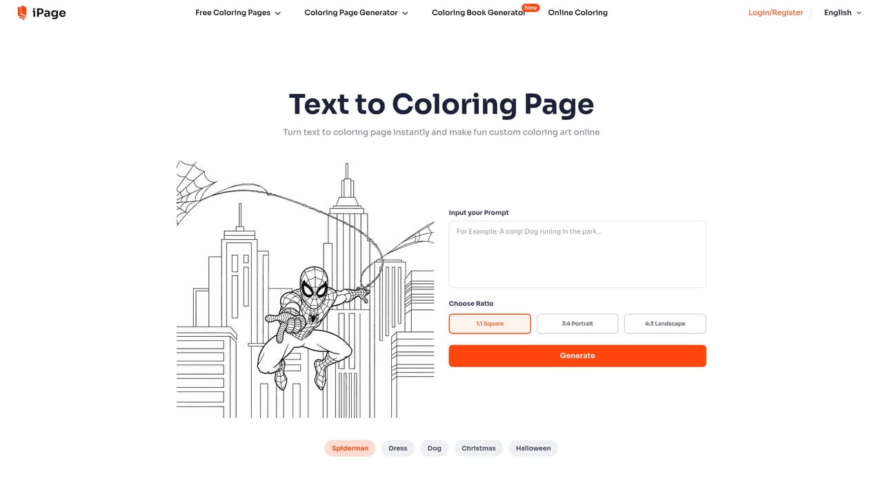 iPage AI — Or describe a scene in text