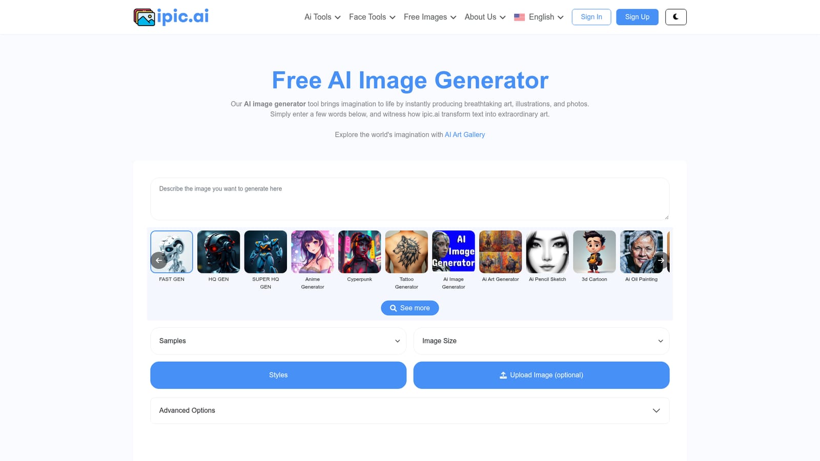Ipic.ai — Generate a first image