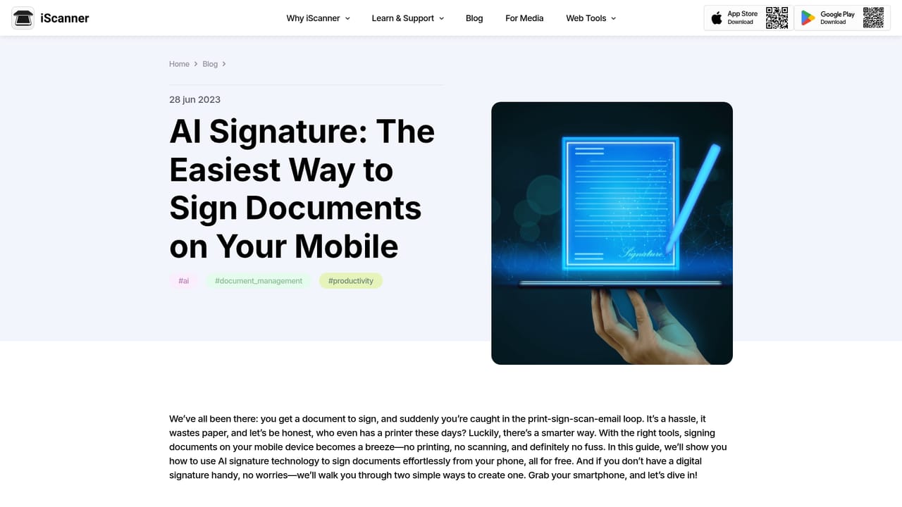 iScanner — Sign and send