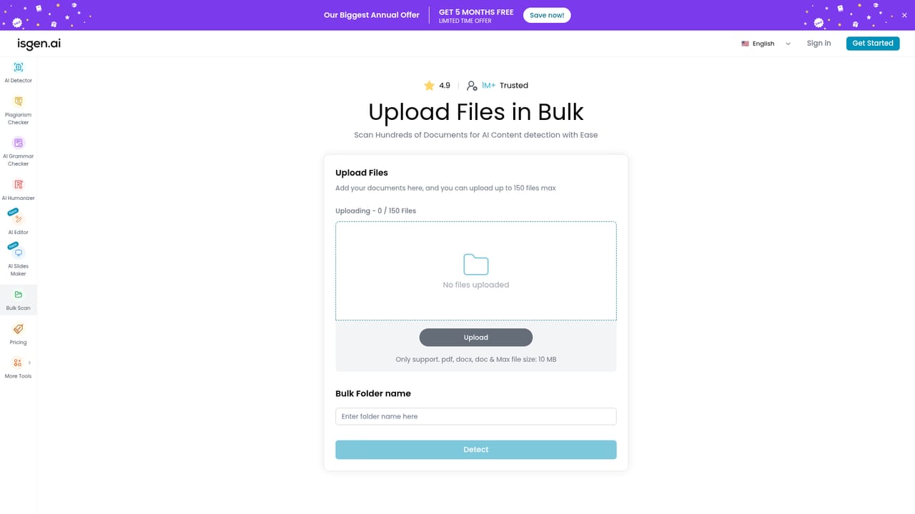 isgen.ai — Add your text or upload a file