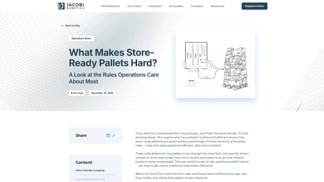 Jacobi Robotics — Understand store-ready pallet constraints