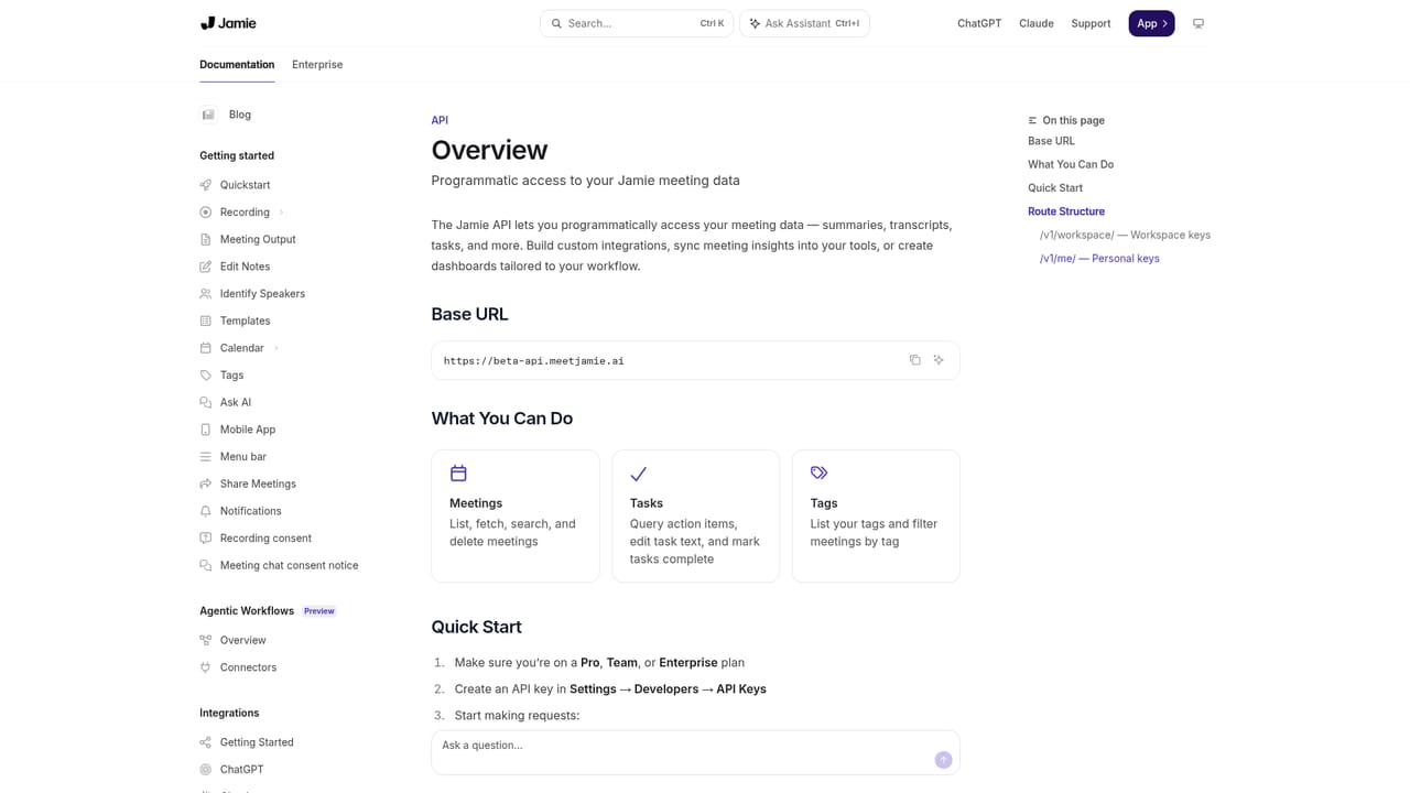 Jamie — Extend with API, webhooks, or MCP