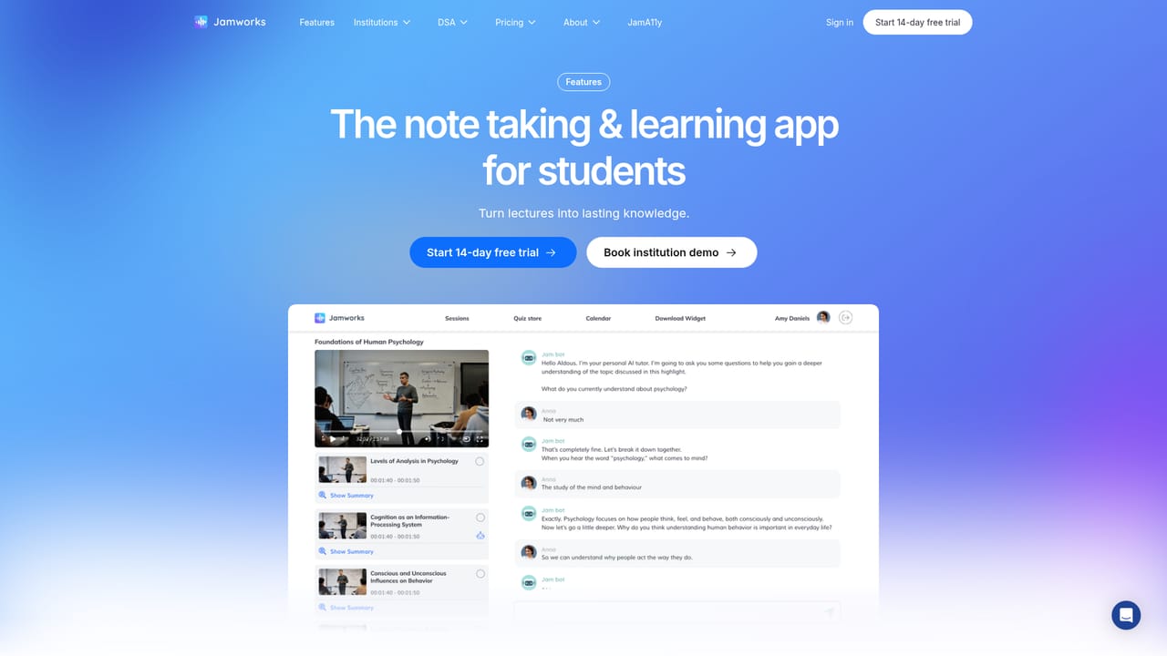 Jamworks — Upload slides and reading before class