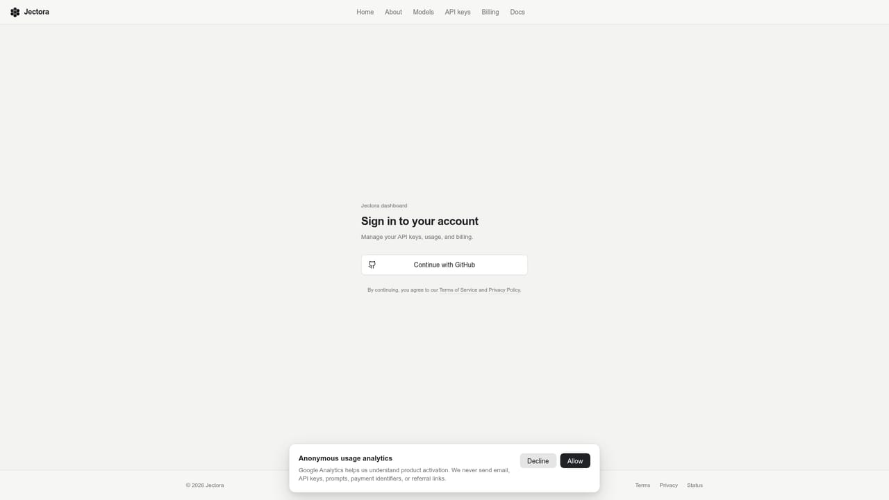 Jectora — Create an API key