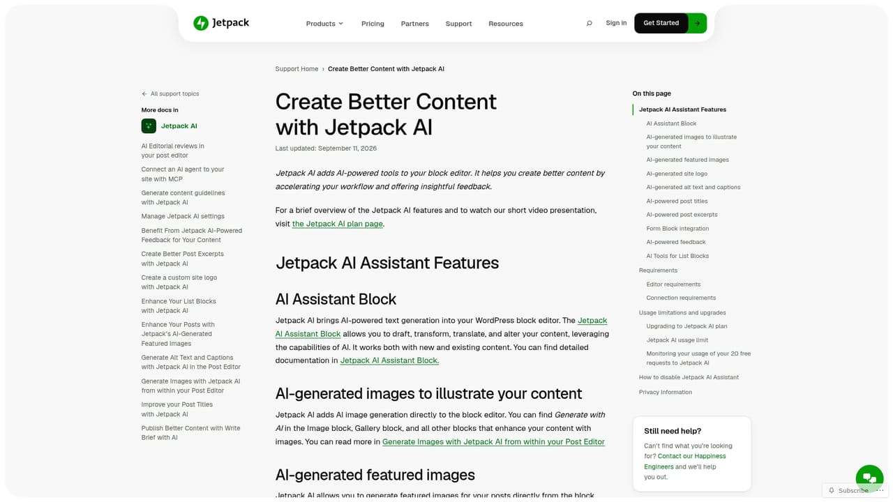 Jetpack — Try the built-in assistant in the editor