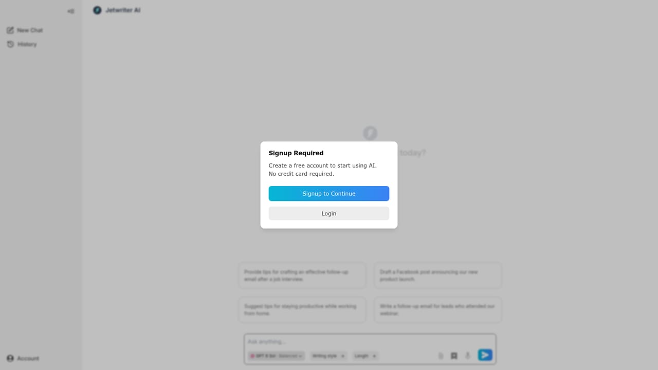 Jetwriter AI — Set up your profile and writing styles