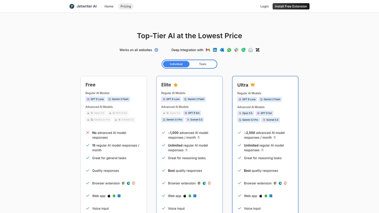 Jetwriter AI — Check plan options on the pricing page