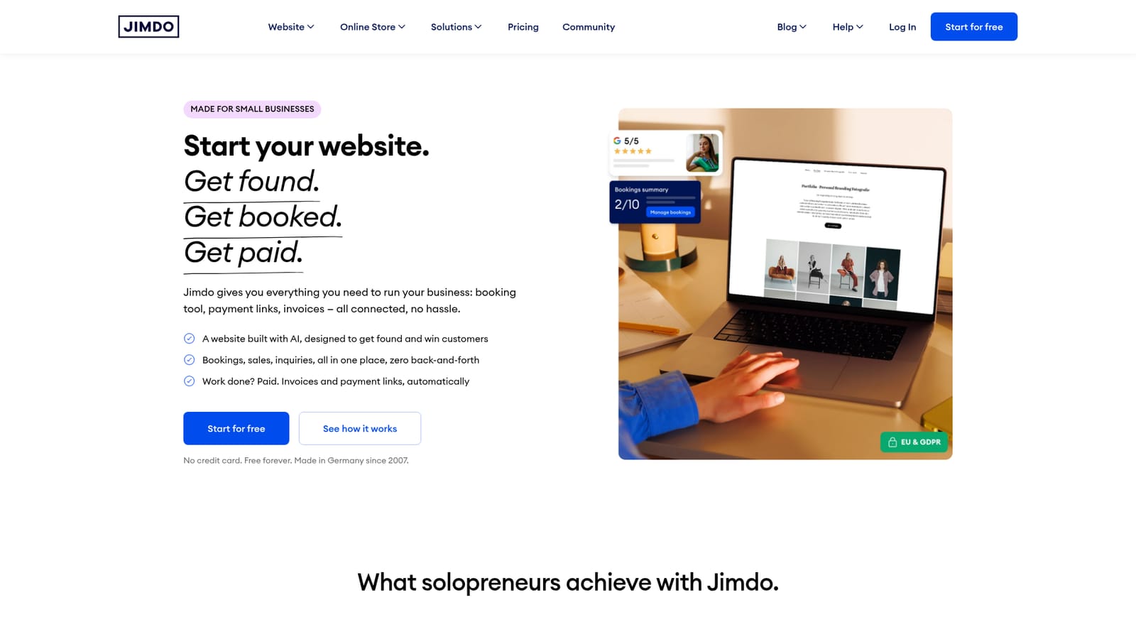 Jimdo — Describe your business to the AI builder