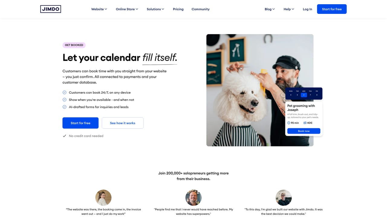 Jimdo — Turn on bookings and smart forms