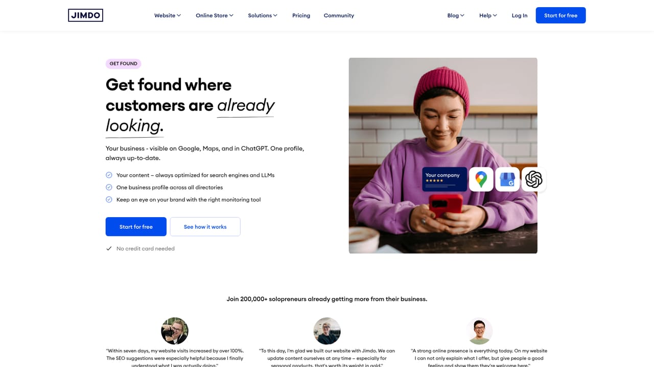 Jimdo — Publish your local profile and improve visibility