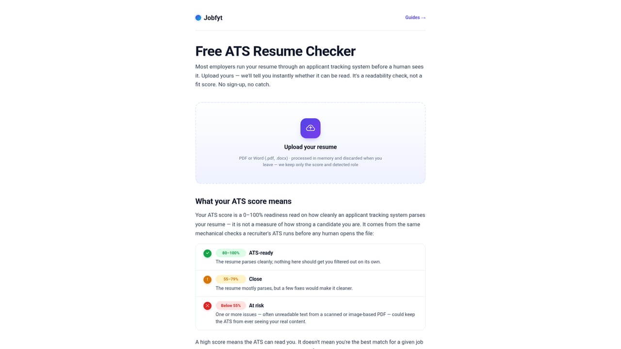 Jobfyt — Check how your resume reads to an ATS