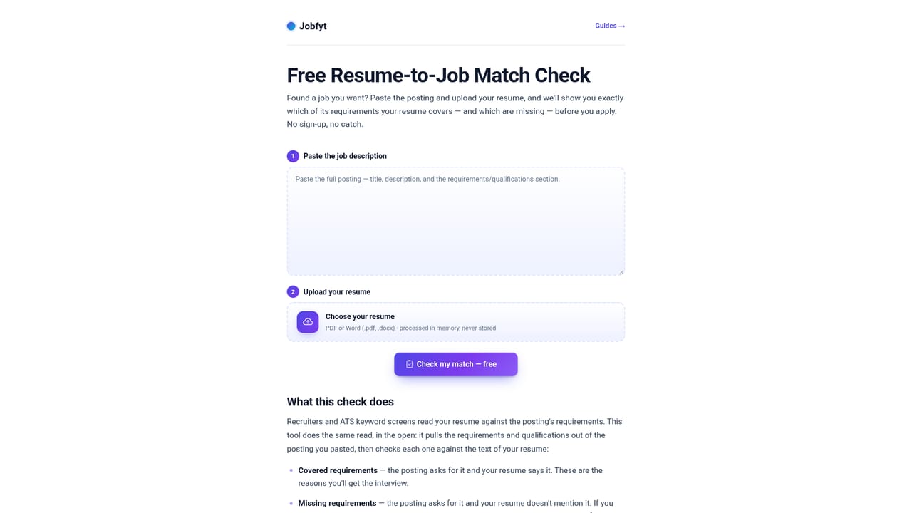 Jobfyt — Test the engine with a single posting