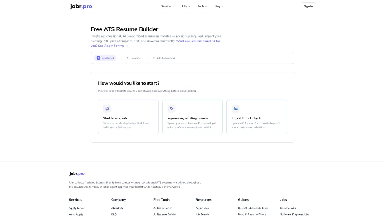 Jobr Pro — Build supporting material