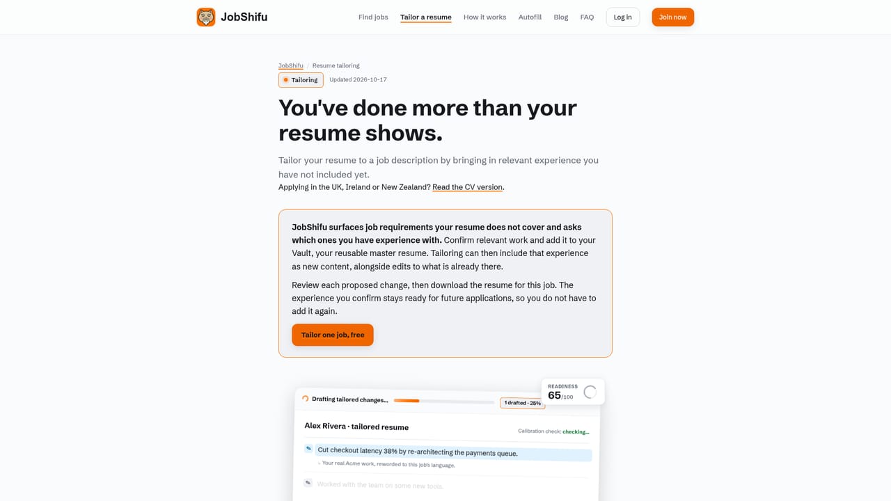 JobShifu — Tailor a resume