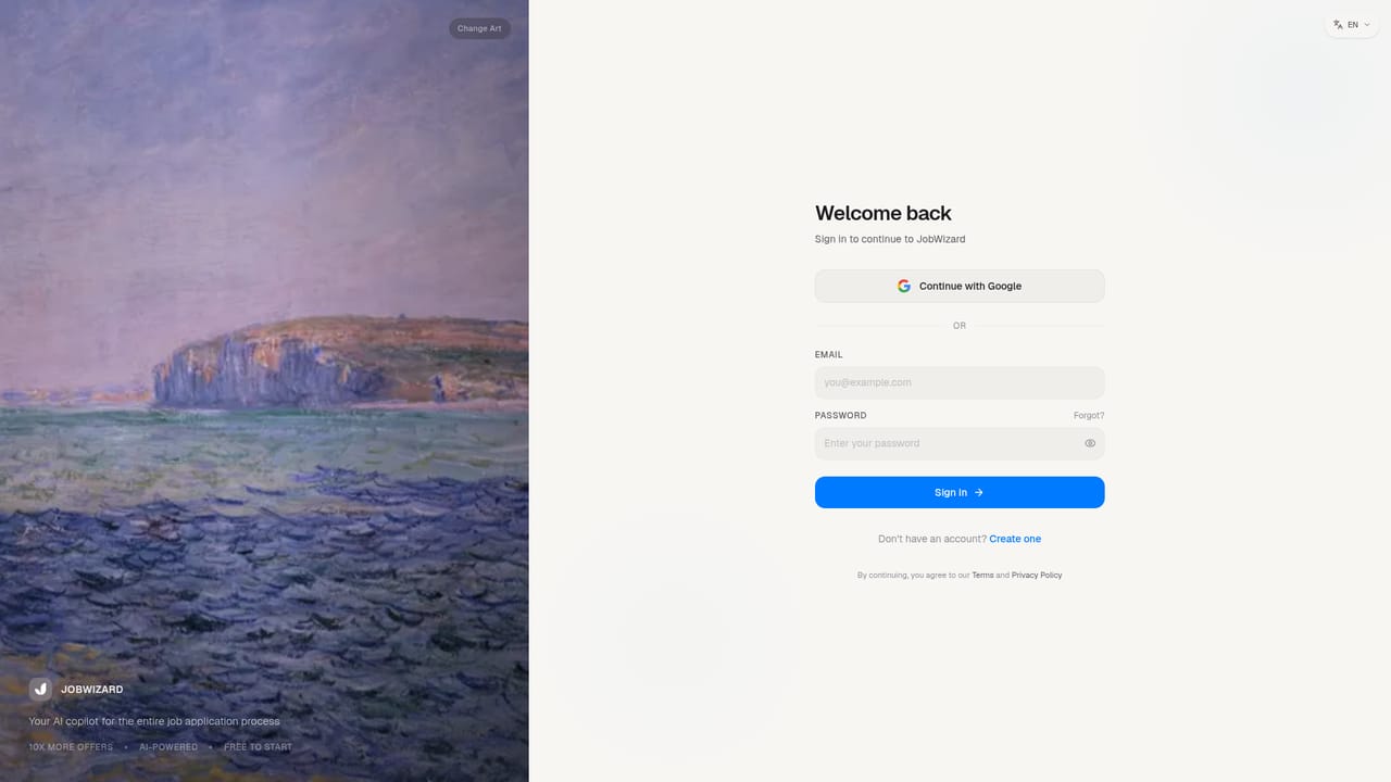 JobWizard — Connect Gmail forwarding