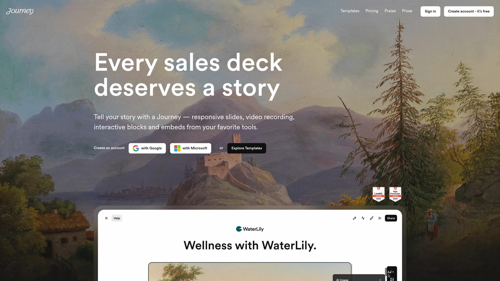 Journey — Create an account with Google or Microsoft