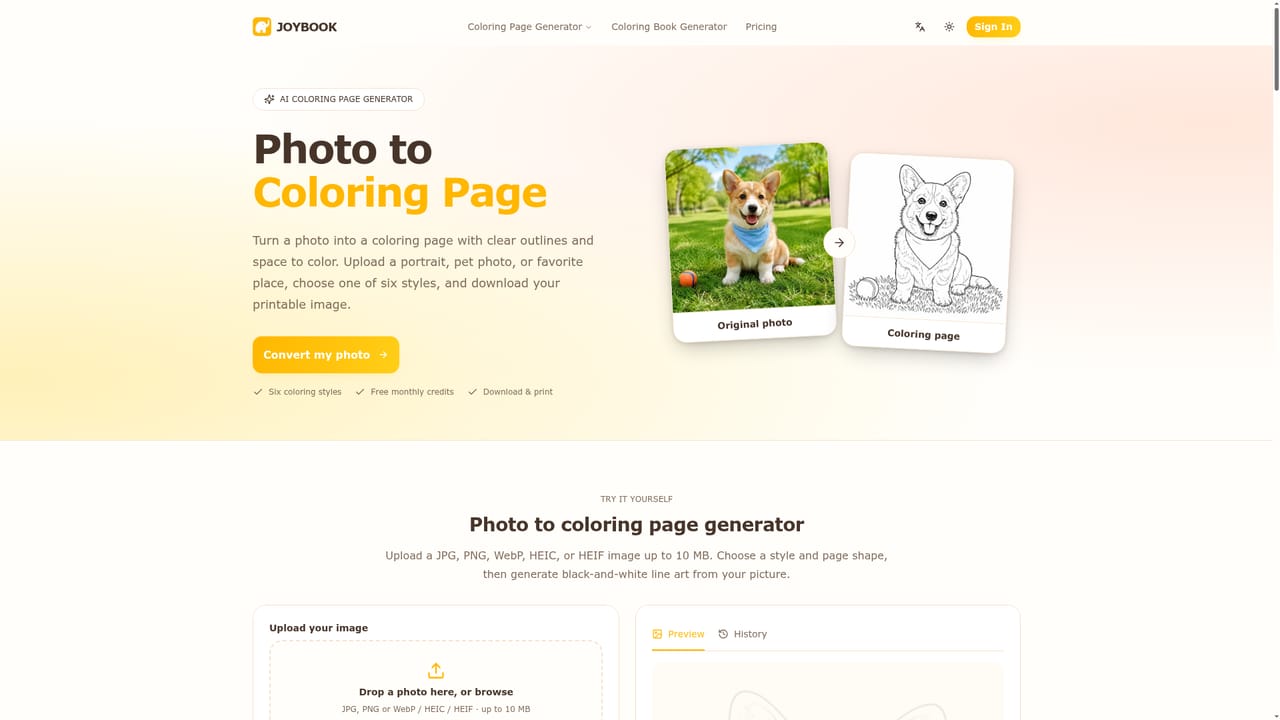 JoyBook.ai — Convert a favorite photo