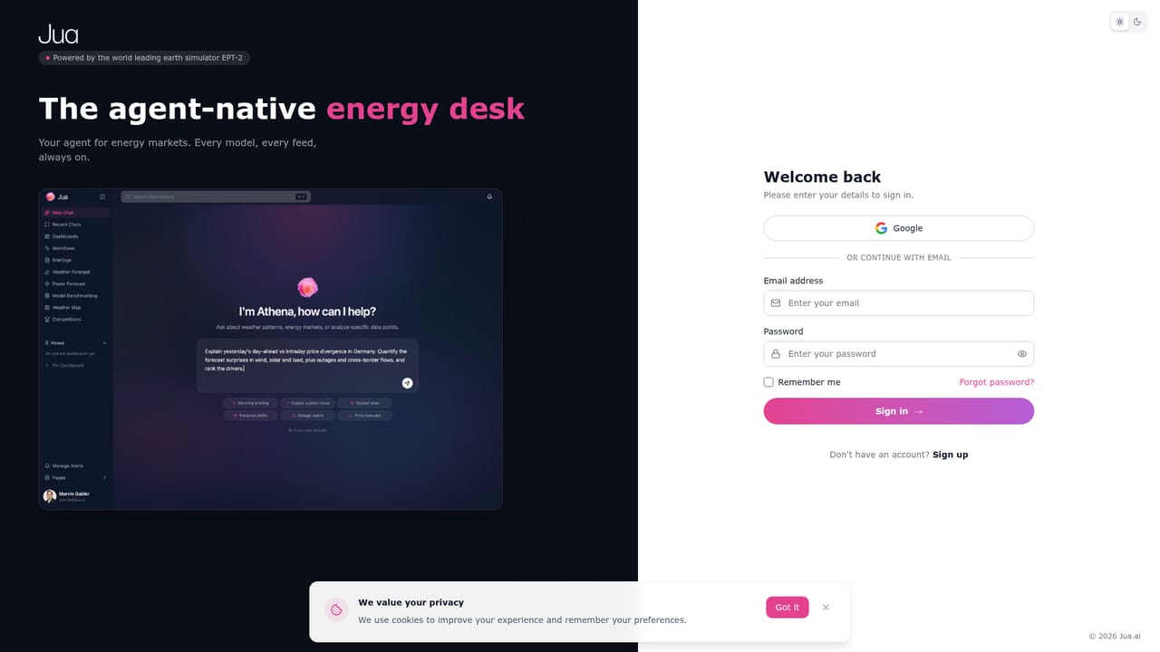 Jua — Open Athena and explore the workspace