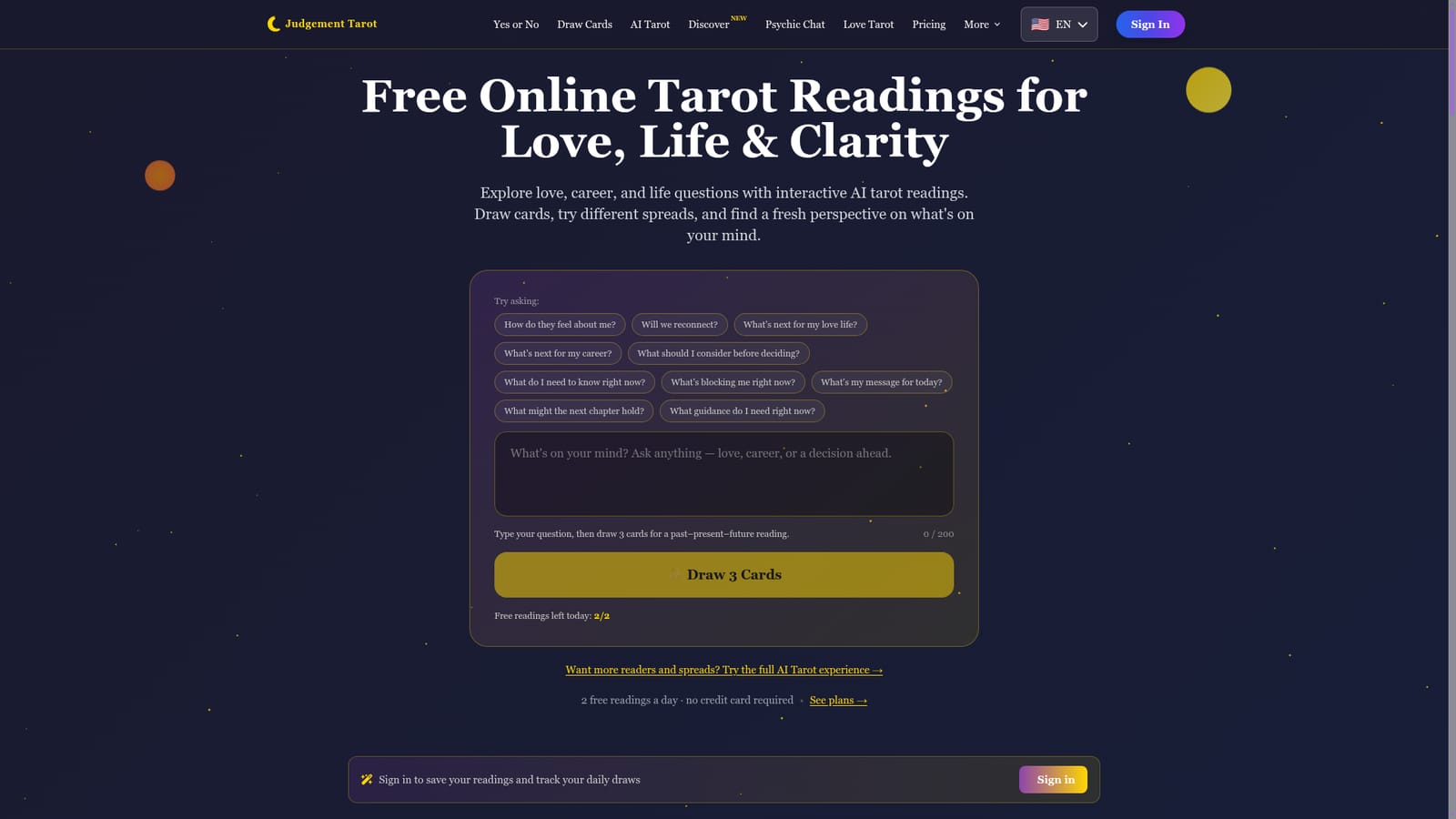 Judgement Tarot — Type your question