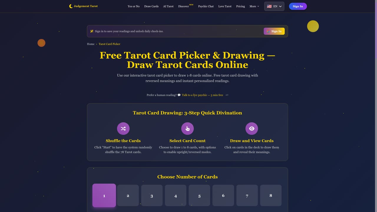 Judgement Tarot — Draw three cards