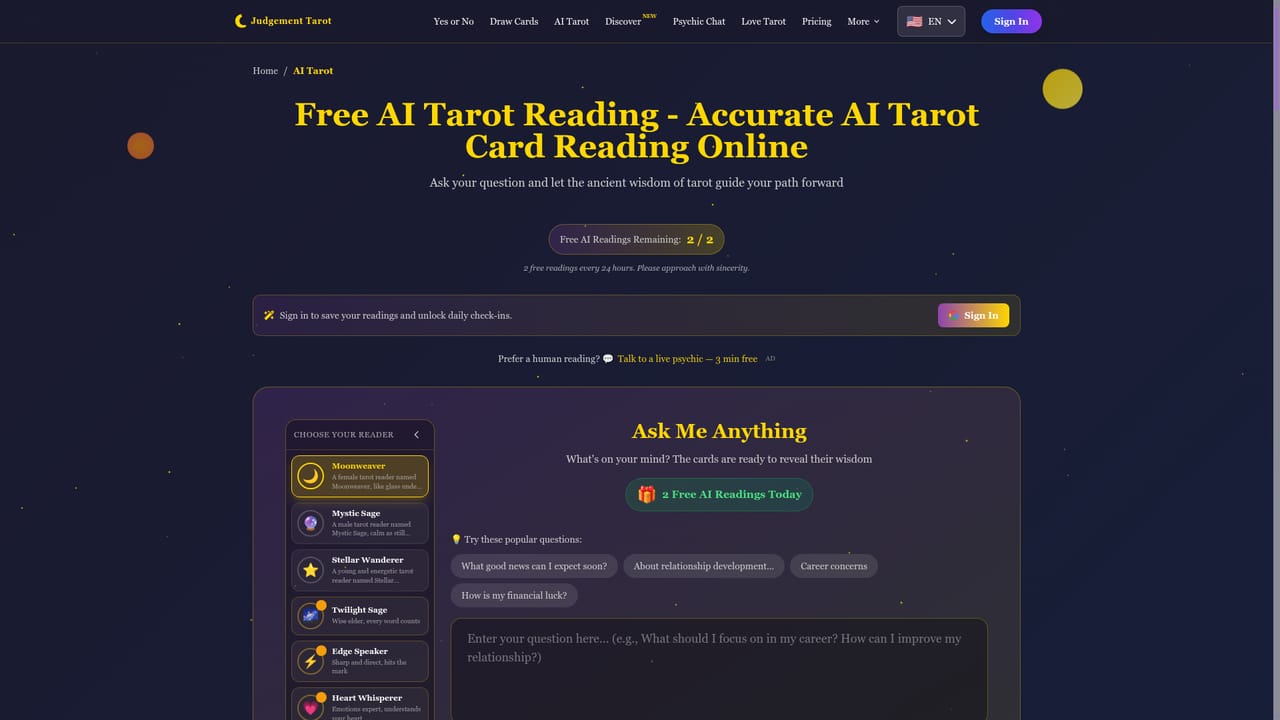 Judgement Tarot — Try a reader style