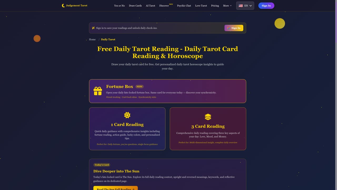 Judgement Tarot — Pull a daily card