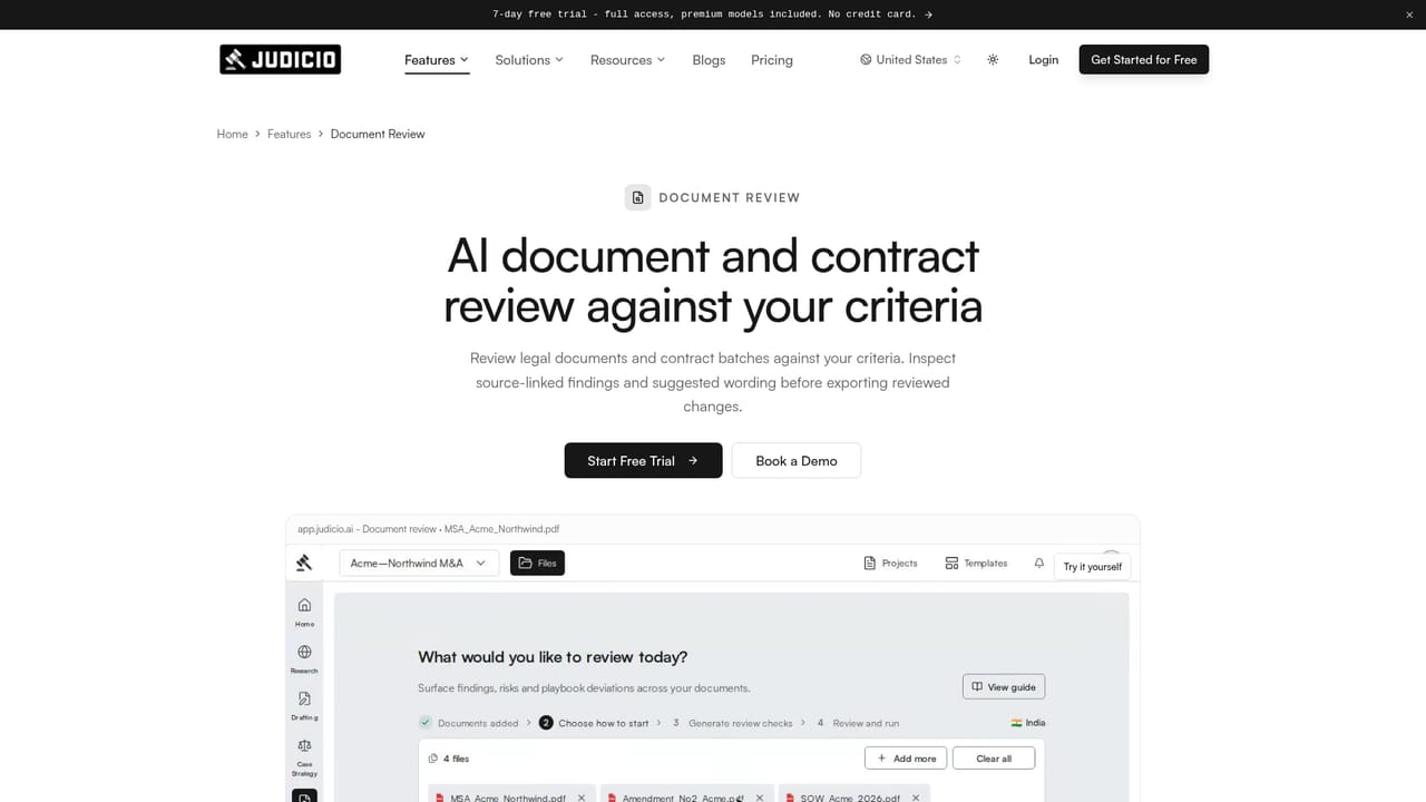 Judicio — Pick a tool and attach the same files