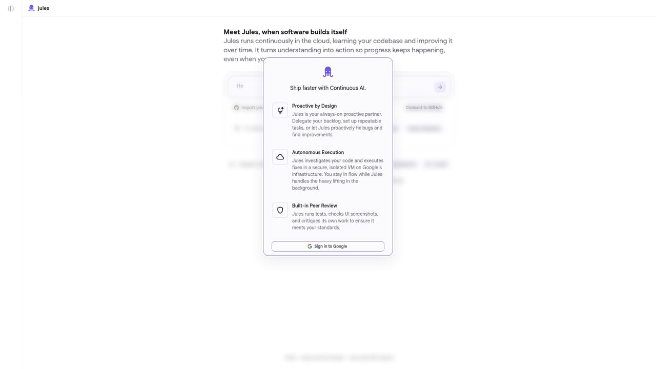 Jules — Sign in with your Google account