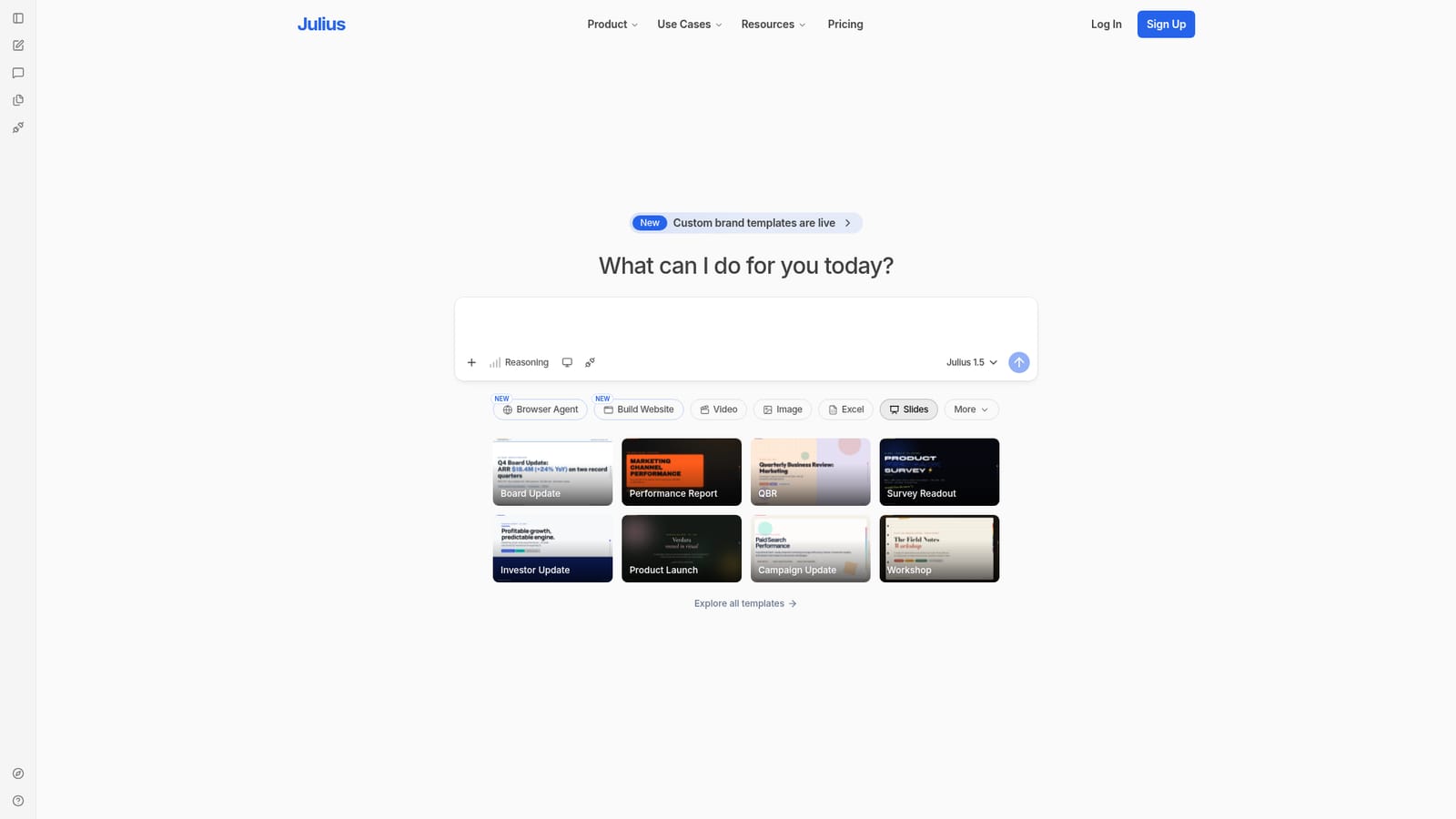 Julius — Open the workspace and start a session