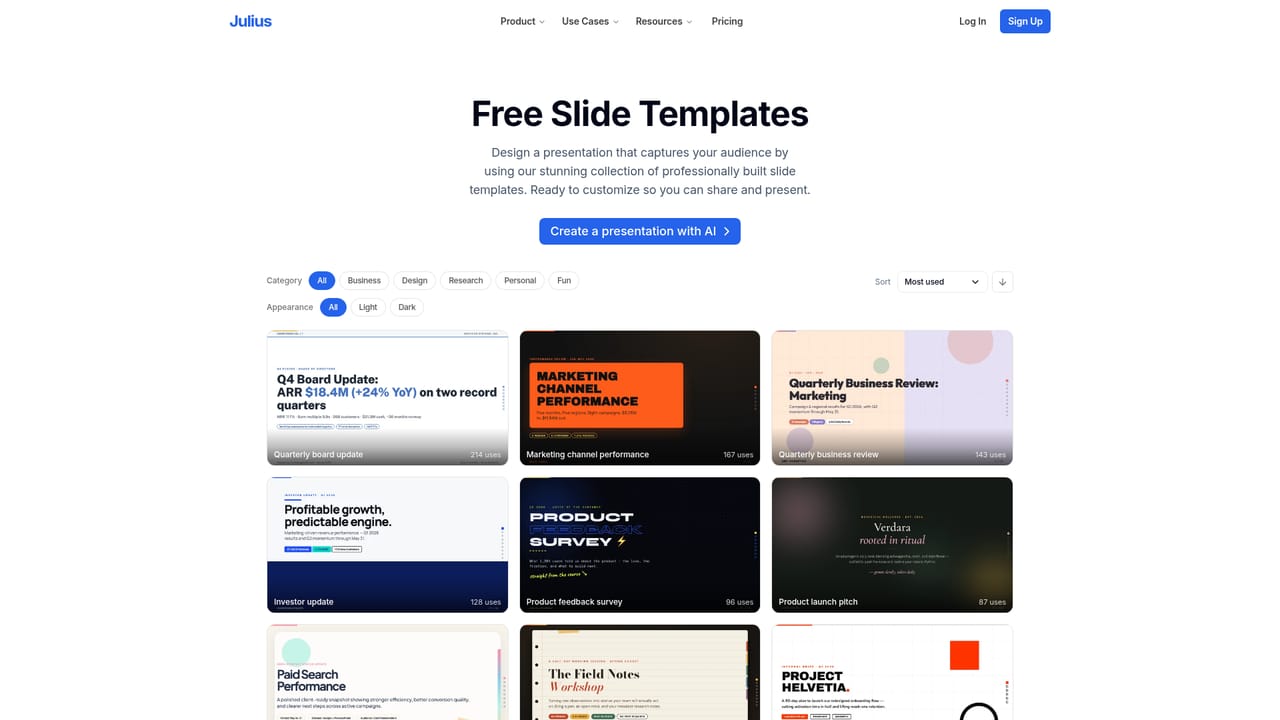 Julius — Start from a slide template
