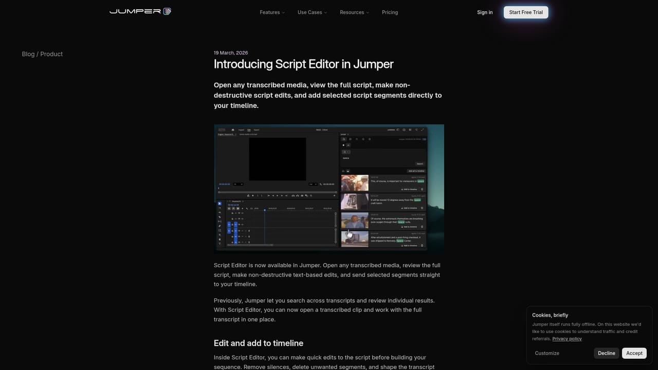 Jumper — Refine in the Script Editor and export