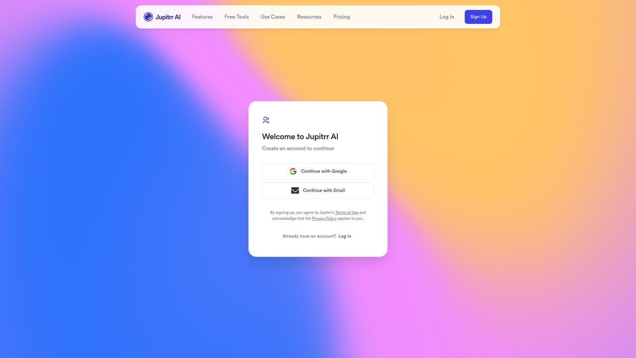 Jupitrr — Create an account