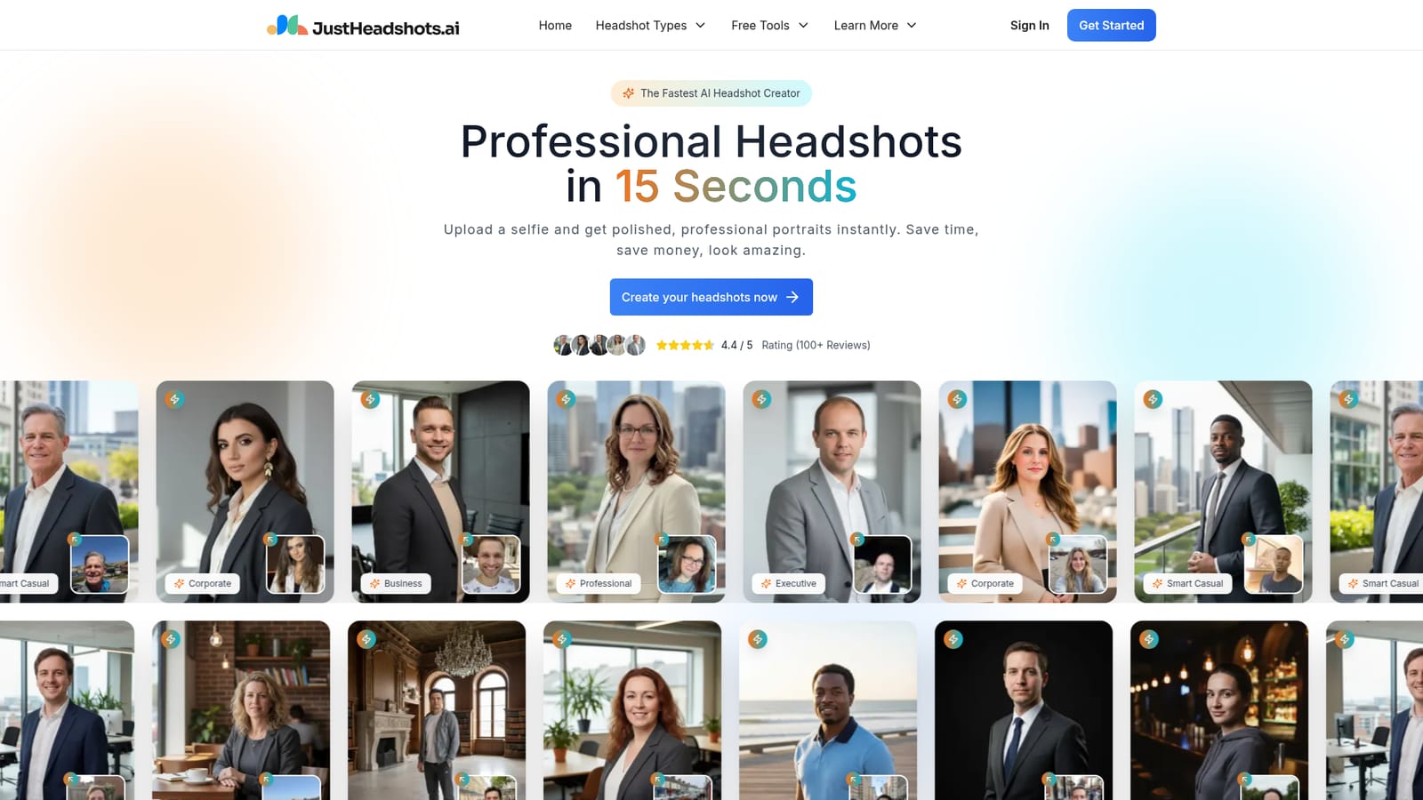 JustHeadshots.ai — Open the site and start a headshot session