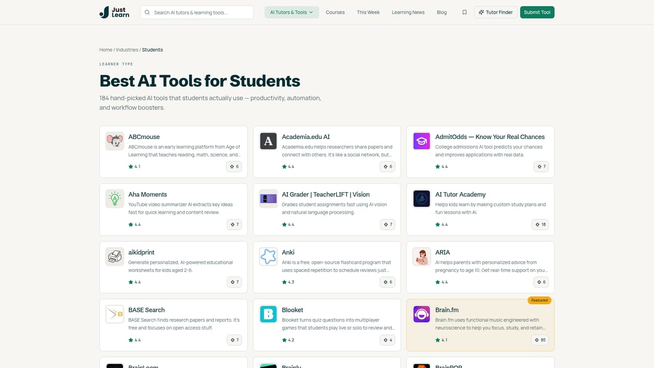 Justlearn — Or browse by learner type