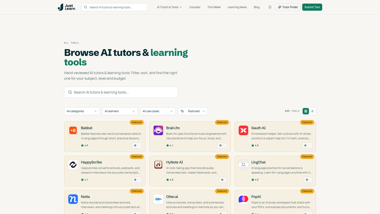 Justlearn — Read a listing and check its score